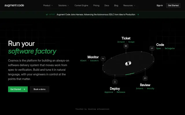 Screenshot of the Augment Code homepage