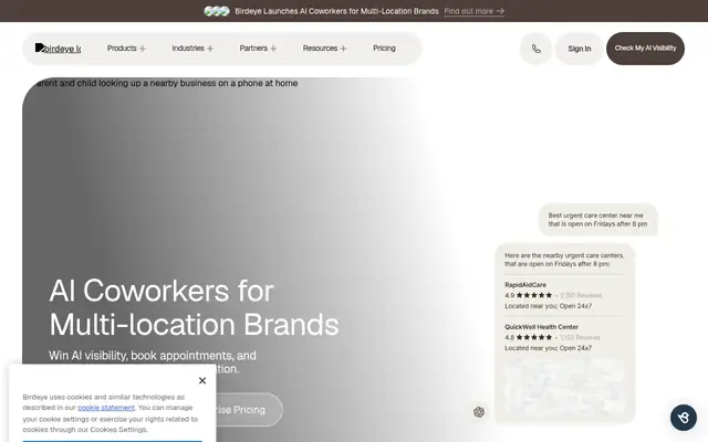 Screenshot of the Birdeye homepage