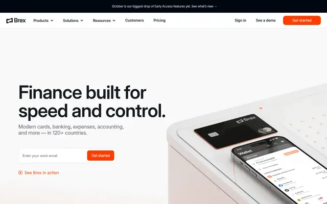 Screenshot of the Brex homepage