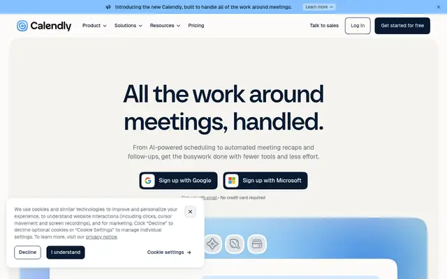 Screenshot of the Calendly homepage