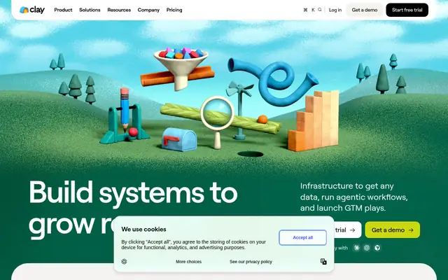 Screenshot of the Clay homepage