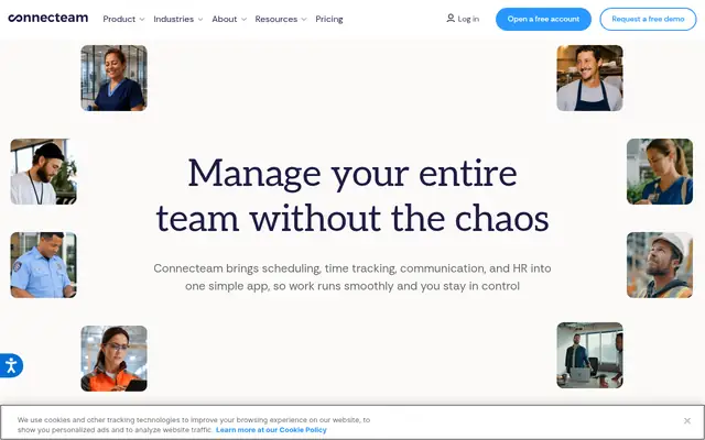 Screenshot of the Connecteam homepage