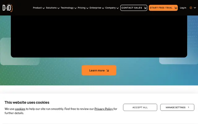Screenshot of the D-ID homepage