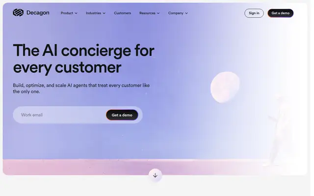 Screenshot of the Decagon homepage