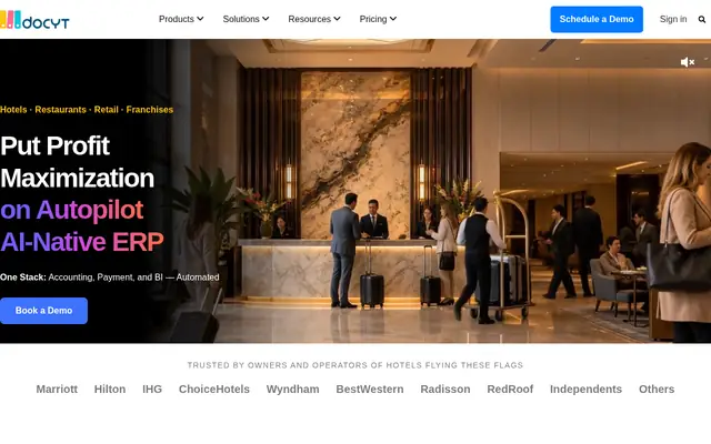 Screenshot of the Docyt homepage