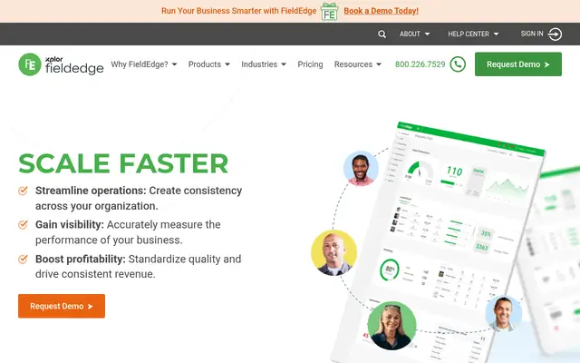 Screenshot of the FieldEdge homepage