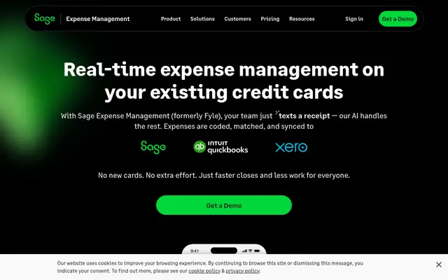 Screenshot of the Fyle homepage