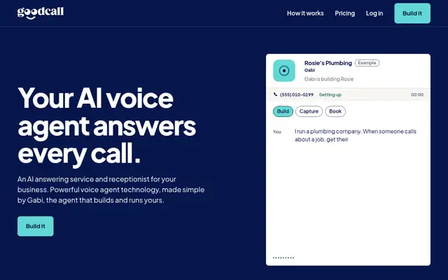 Screenshot of the Goodcall homepage