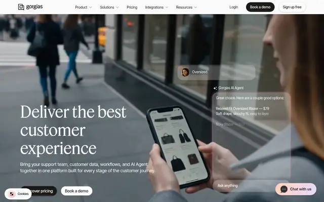 Screenshot of the Gorgias homepage