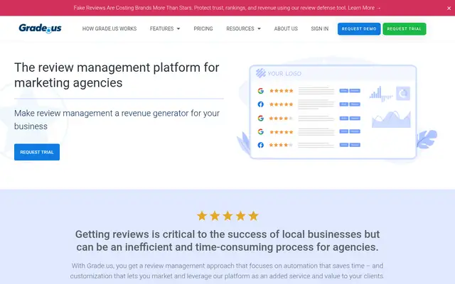 Screenshot of the Grade.us homepage