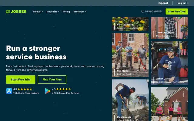 Screenshot of the Jobber homepage