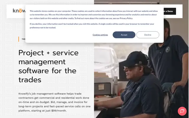 Screenshot of the Knowify homepage