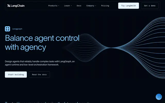 Screenshot of the LangGraph homepage
