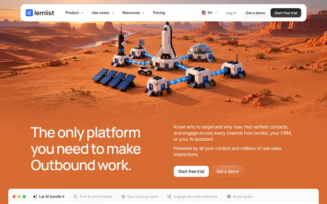 Screenshot of the lemlist homepage