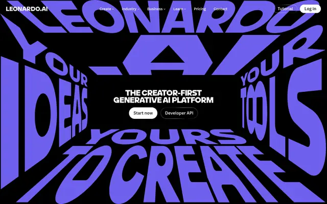 Screenshot of the Leonardo.Ai homepage