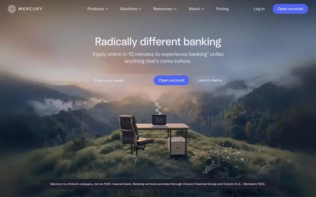 Screenshot of the Mercury homepage