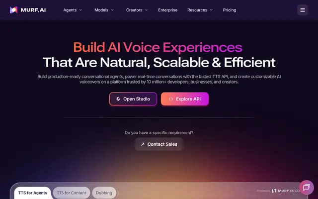 Screenshot of the Murf AI homepage