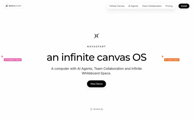 Screenshot of the Novastart homepage