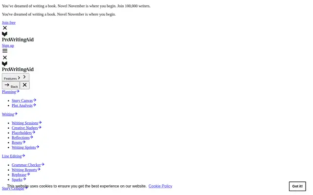 Screenshot of the ProWritingAid homepage