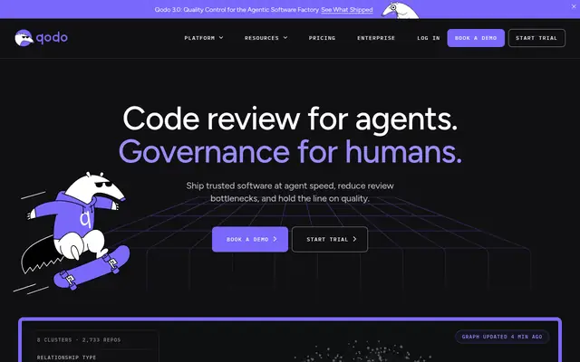 Screenshot of the Qodo homepage