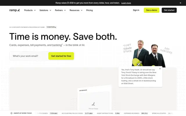 Screenshot of the Ramp homepage