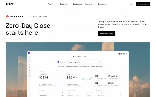 Screenshot of the Rillet homepage