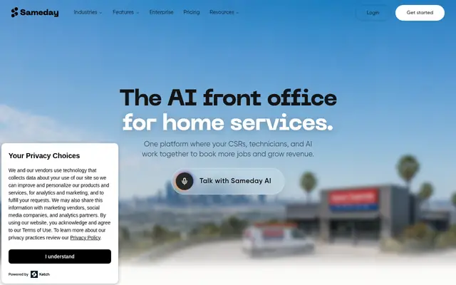 Screenshot of the Sameday AI homepage