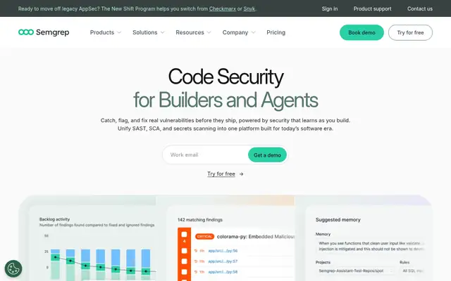 Screenshot of the Semgrep homepage