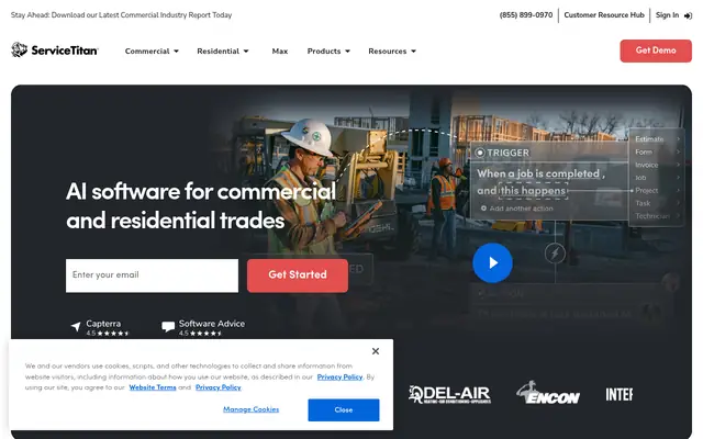 Screenshot of the ServiceTitan homepage
