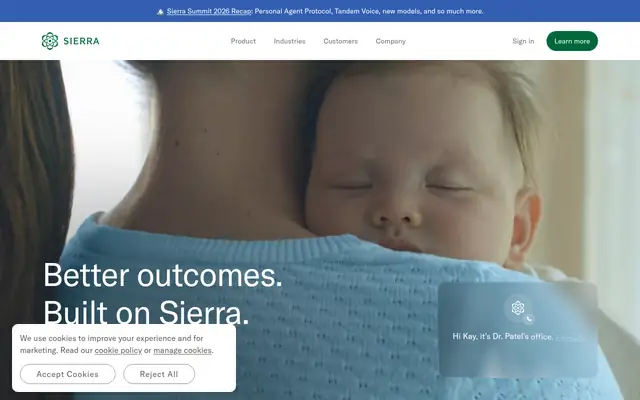 Screenshot of the Sierra homepage