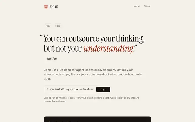 Screenshot of the Sphinx homepage