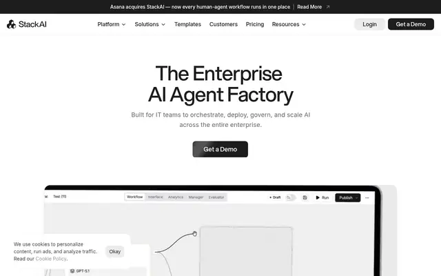 Screenshot of the Stack AI homepage