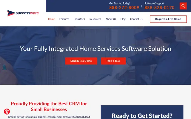 Screenshot of the Successware homepage