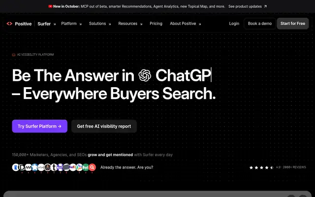 Screenshot of the Surfer homepage