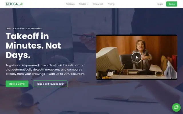 Screenshot of the Togal.AI homepage