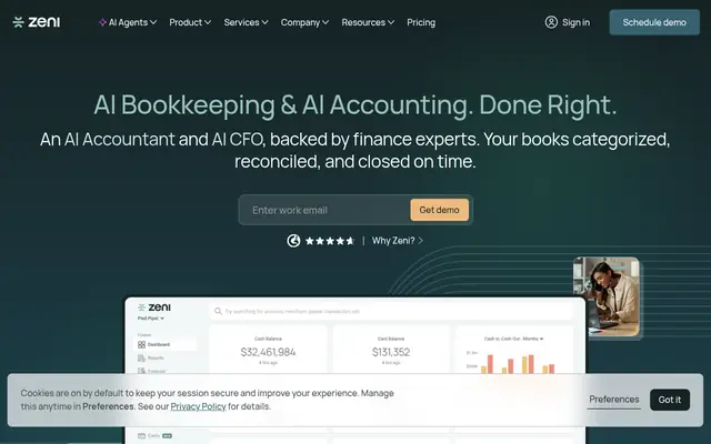 Screenshot of the Zeni homepage
